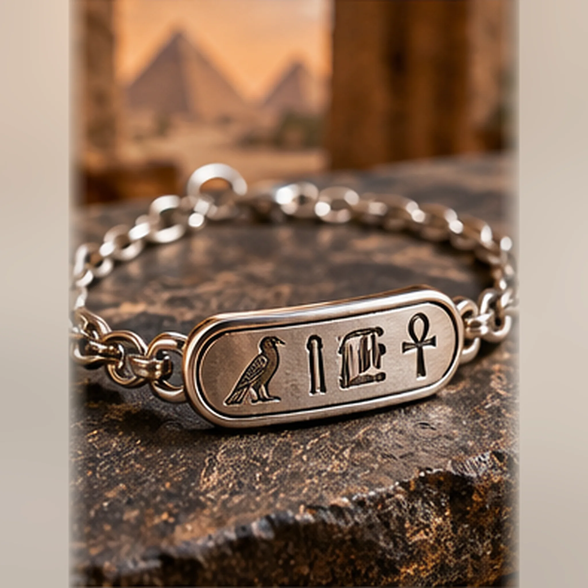 Custom Silver Cartouche Bracelet